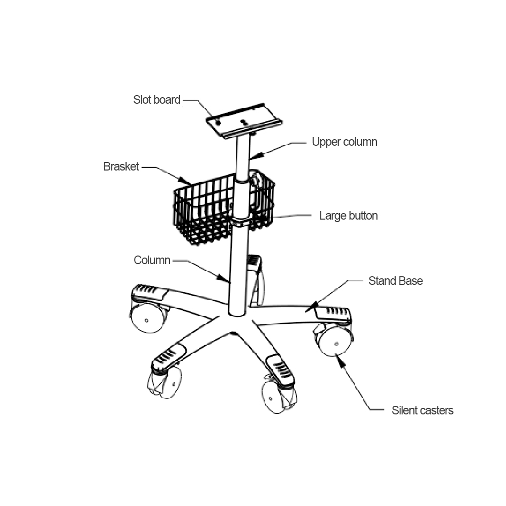 Breathing Machine Monitor Computer Laptop Ecg Workstation Medical Equipment Trolley Cart