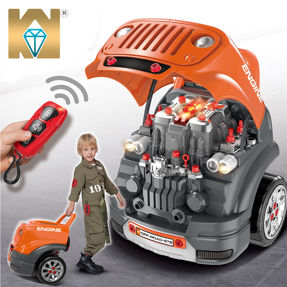 KUNYANG TOYS Puzzle Development DIY Kit Music RC Vehicle Truck Engine Assembly Blocks For Kids