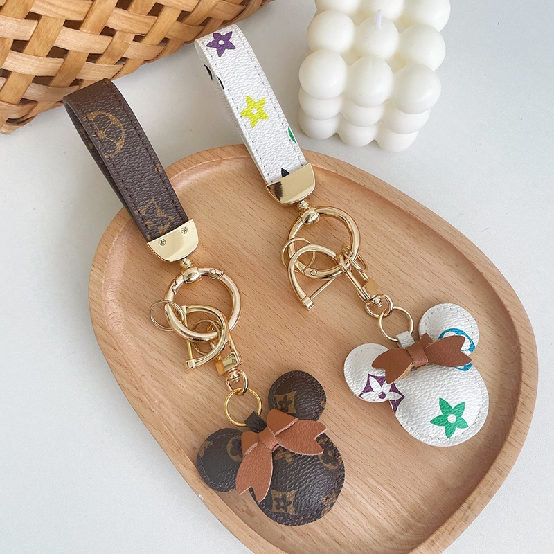 Fashion Handbag Key Chain Card Holder Leather Key Ring Mickey Mouse Car Leather Luxury Keychain