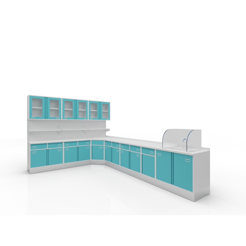 Hospital Medical Furniture Stainless Steel Medicine Medical Storage Multi-layer Workbench with Cbainet & Washing Tank