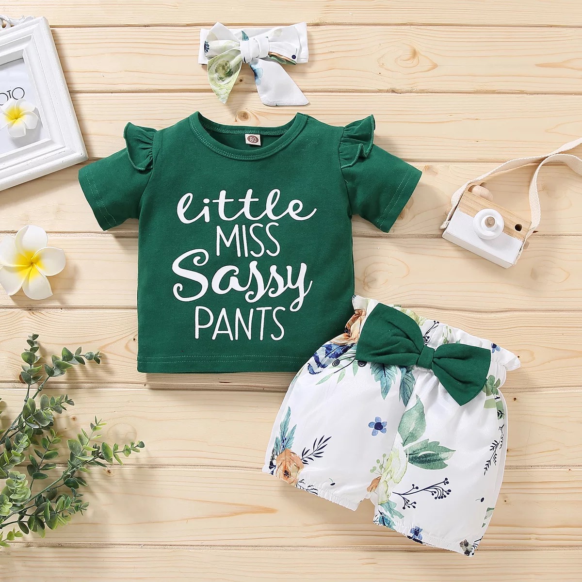 INS Amazon cross-border foreign trade hot style printed short-sleeved three-piece children's wear wholesale a generation