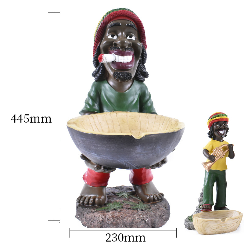 Большая напольная пепельница из смолы Rasta Jamaican