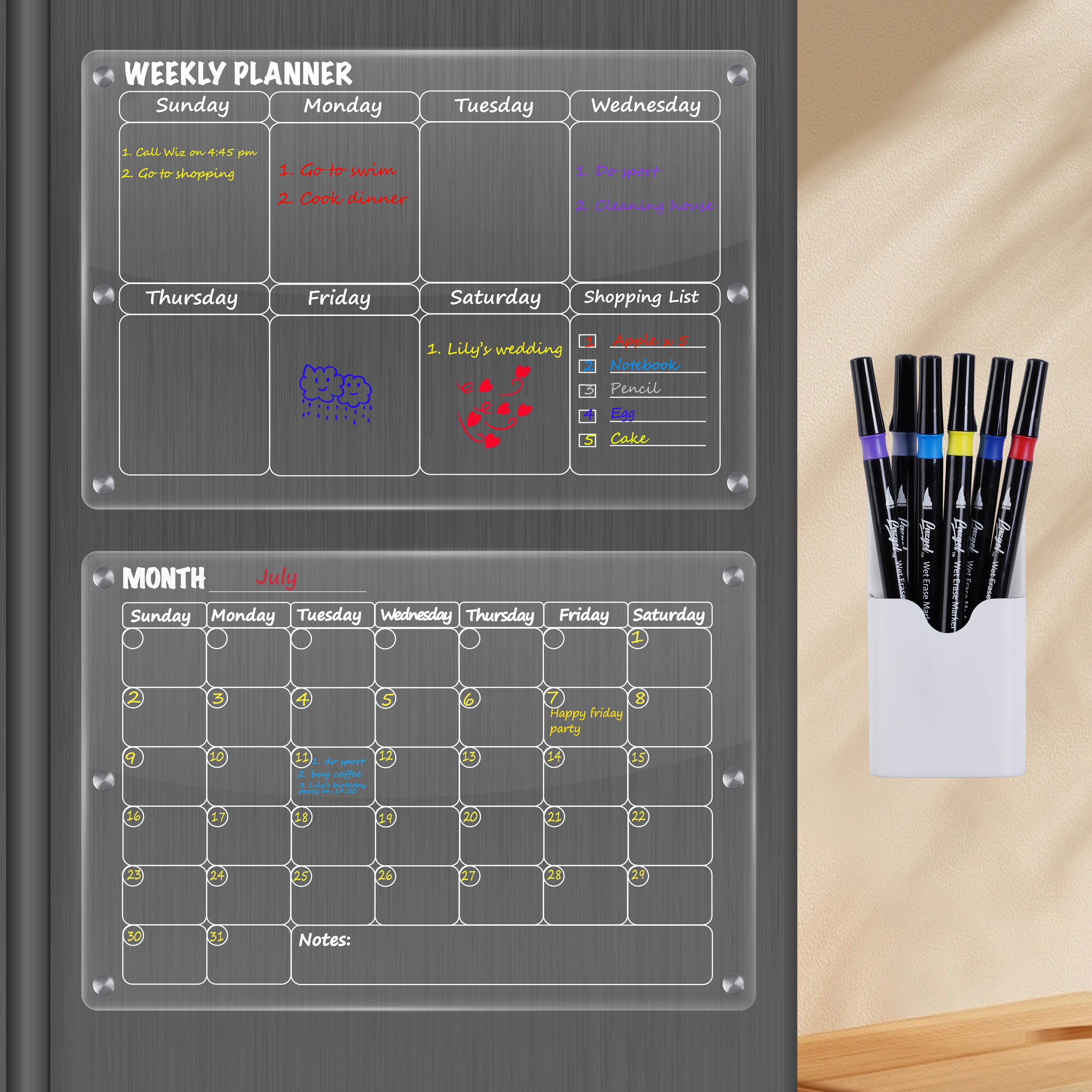 custom sizes acrylic magnetic monthly planner dry erase calendar board acrylic memo note board for fridge