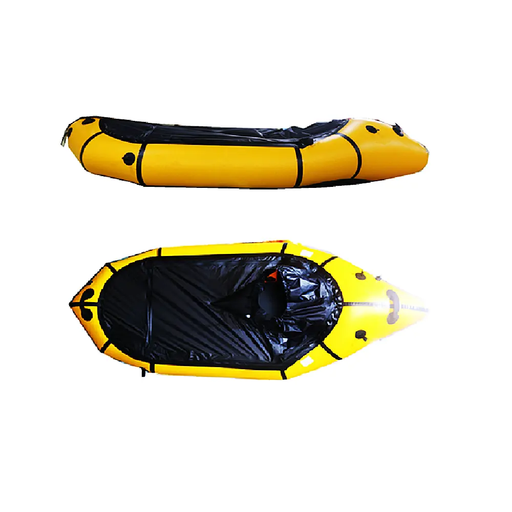 TPU Ultralight Adventure Inflatable Backpacking White Water Packraft yellow color