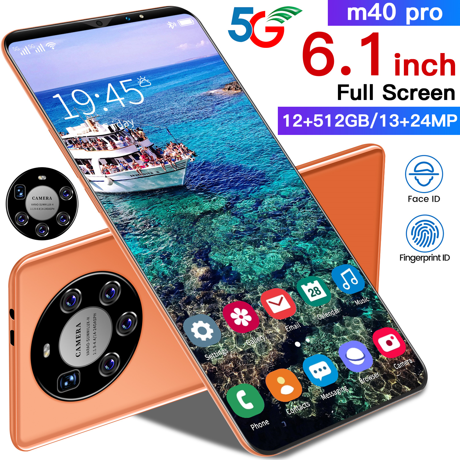 Недорогой мобильный телефон 12 Гб + 512 ГБ, 6,1 дюйма, OLED, сенсорный экран, смартфон с двумя SIM-картами, 4800 мАч