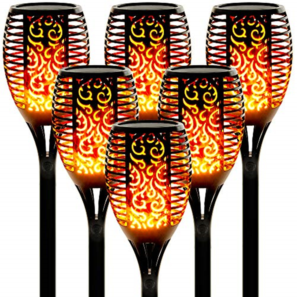 HSX OEM Amazon 12 33 51 96 99 led Solar Flame Torch Light Flickering Waterproof Garden Decor Landscape Lawn Lamp