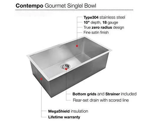 Stainless Steel Single Bowl Kitchen Sink Undermount High Quality Kitchen Sink