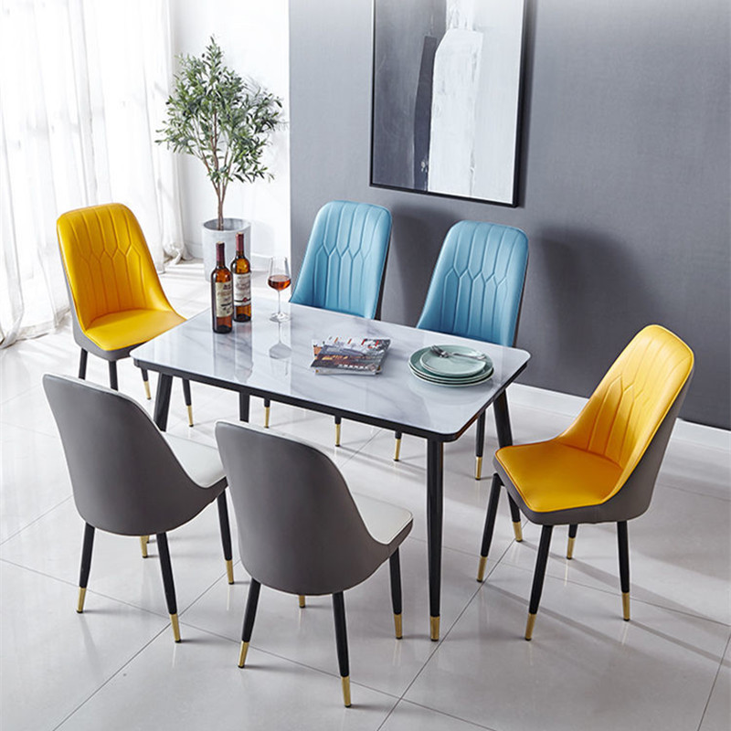 Luxury Italian Leather Dinner Dining Table and Chairs 4 Luxury Dinning Chairs Modern Marble Dining Room Furniture Table Set