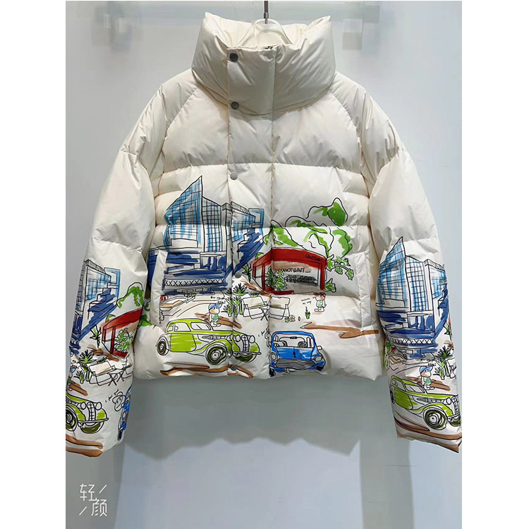 China Manufacture Quality Winter Outdoor Waterproof White Duck Down White Printing Men's Down Jacket