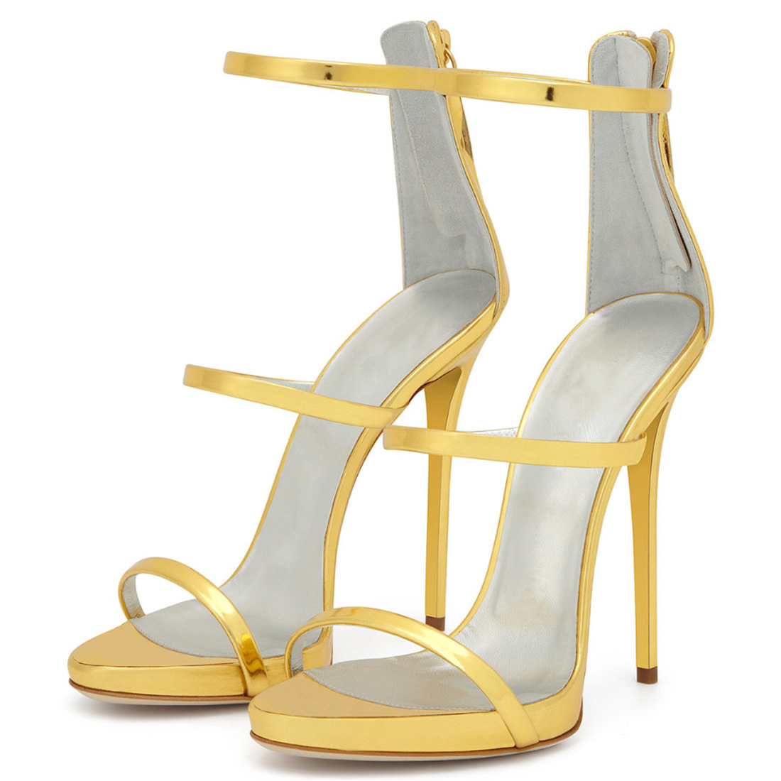 New glossy leather heel sandals plus size shoes for women