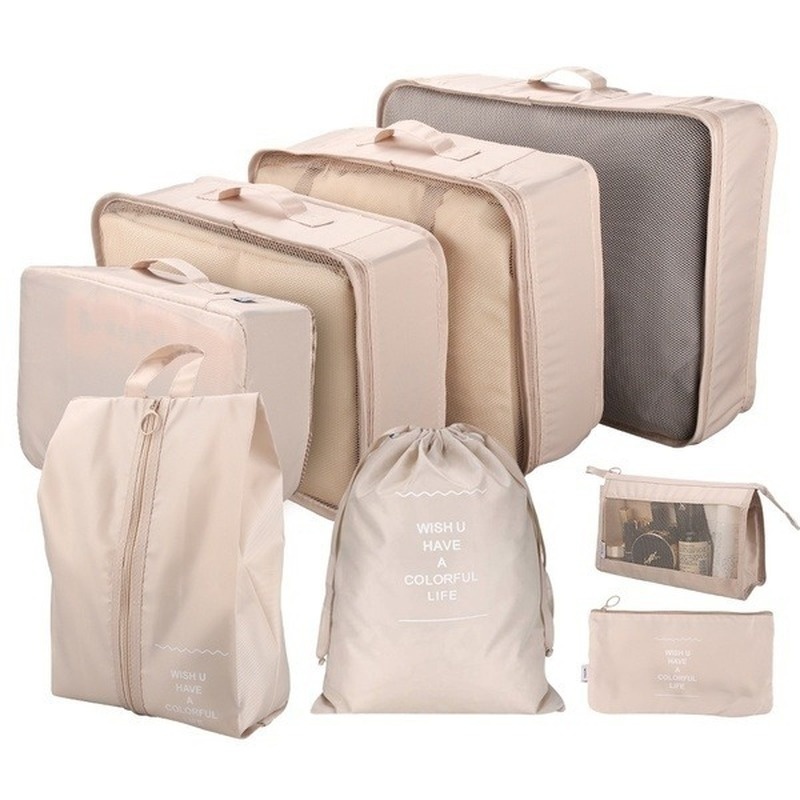 8PCS Set Customizable Accessories For Luggage Suitcase Waterproof Fabric Wash Bag For Clothes Storage Travel Organizer Bag