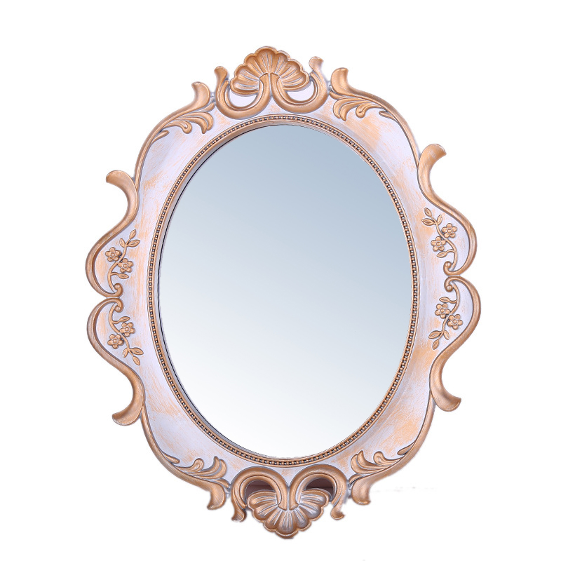 luxury vintage bathroom living room gold decorative mirror tray glass decor side vanity mirror makeup wall mirrors(old)