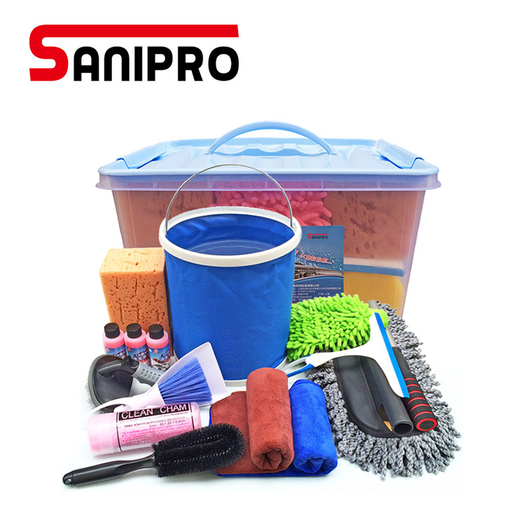 Переносная варежка для мытья автомобиля Sanipro, щетка для вентиляции, губка для мытья, щетка для шин, восковой аппликатор, ткань из микрофибры, набор инструментов для чистки автомобиля