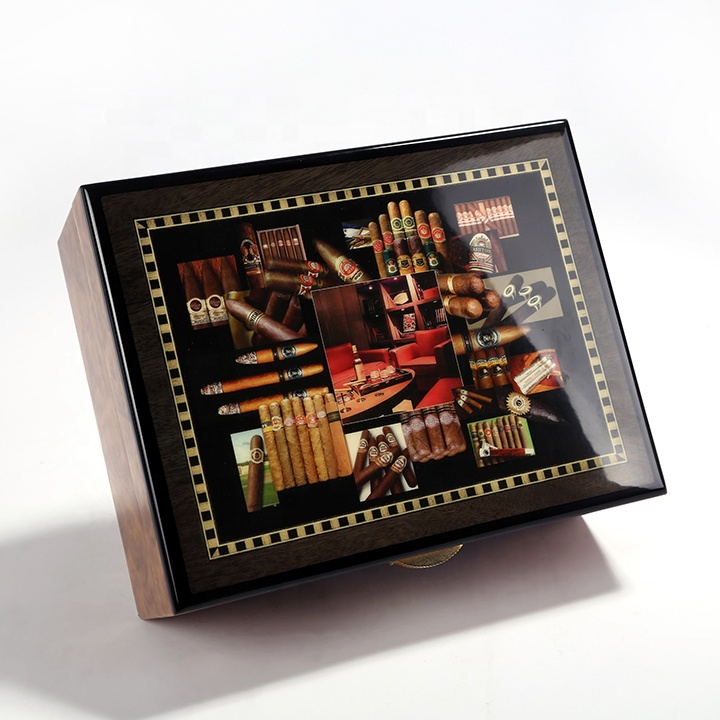 Роскошный фортепиано лак деревянная коробка для сигар humidor с гигрометром на заказ коробка для сигар дисплей humidor