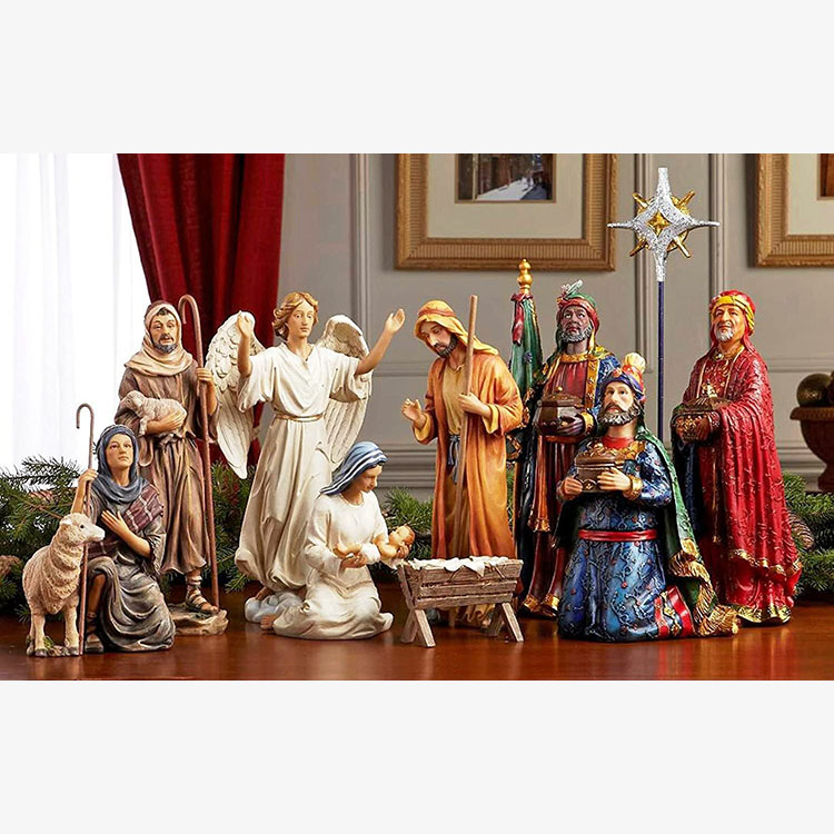 custom wholesale cheap resin home decoration large minimalist christmas crib nativity set scandinavian for kids