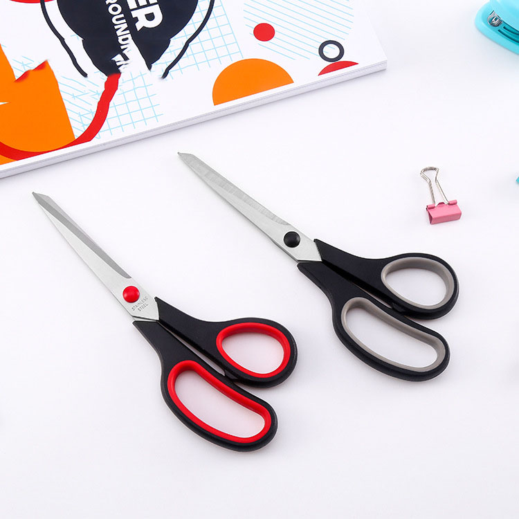 Source factory 8.5 inch rubber scissors paper-cutting knife office stationery scissors hot sale of high quality tailor scissors