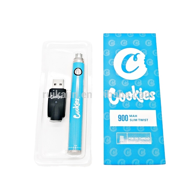 Cookie CBD vape pen battery 900 мАч тонкий twist battery thread 510 печенье