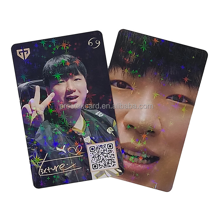 Hot sale high quality holographic material idol star plastic/paper photo card with shiny pattern for event collection