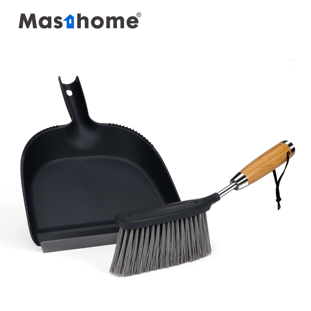 Экологичная бамбуковая настольная щетка Masthome, ручка для чистки стола, щетка для чистки стола из нержавеющей стали, набор с пылесборником
