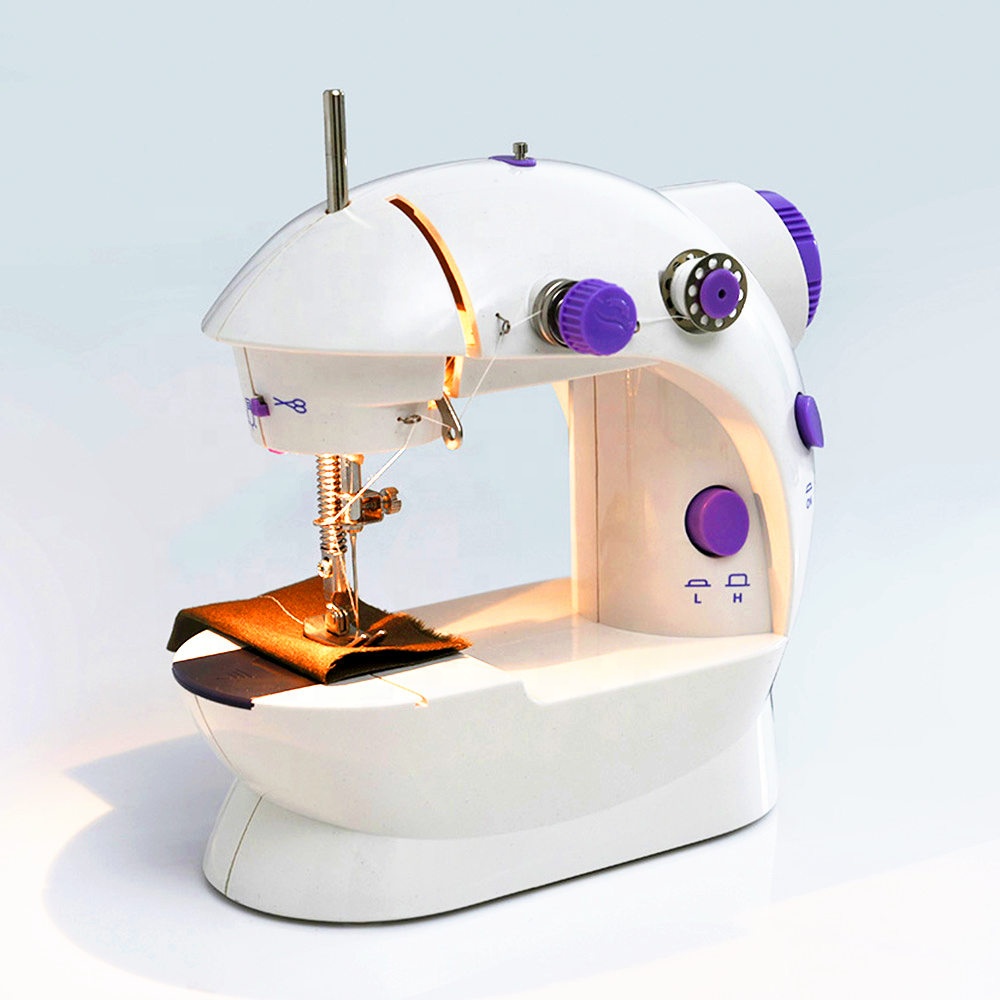 Mini Sewing Machine 2 Speed Double Thread Portable Electric Household Multifunction Sewing Machine with Light Cutter Foot Pedal