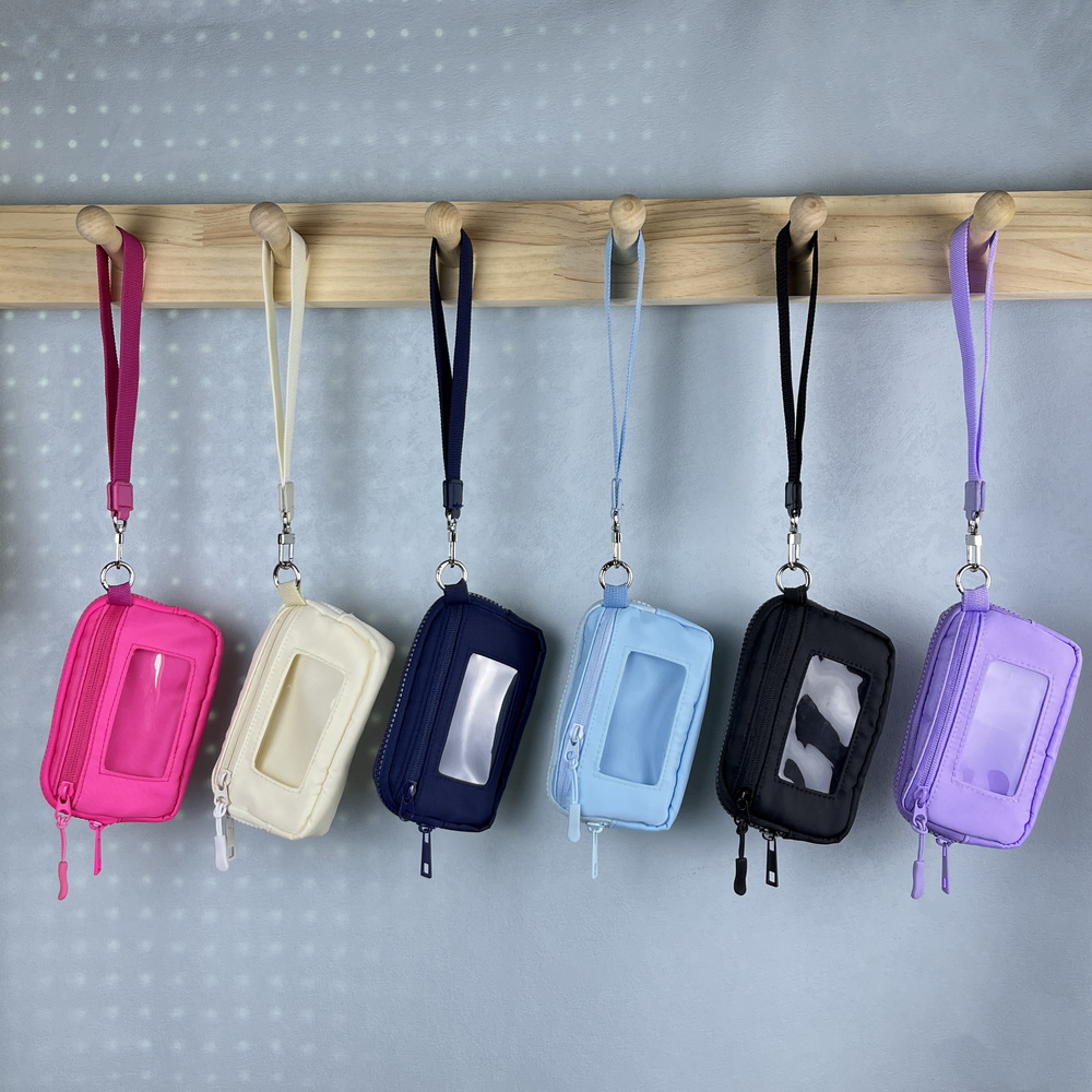 Wholesale Custom Newest Nylon Portable Purse Mini Wallet Credit Card Pocket Clear Bags With Strap