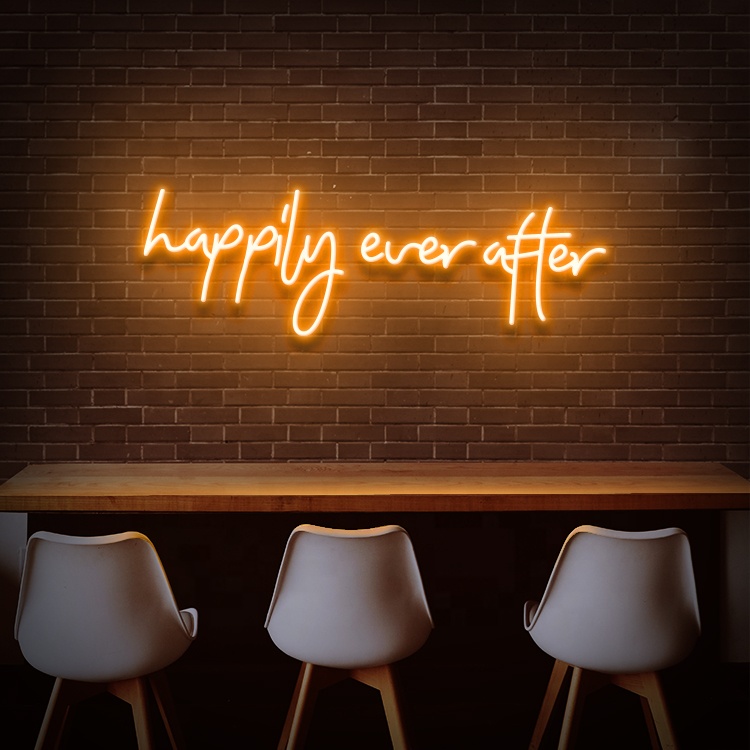 Koncept Drop Shipping 100CM New Arrival Wedding Home Custom Made Wall Mounted Letter Light Happily ever after LED Neon Sign