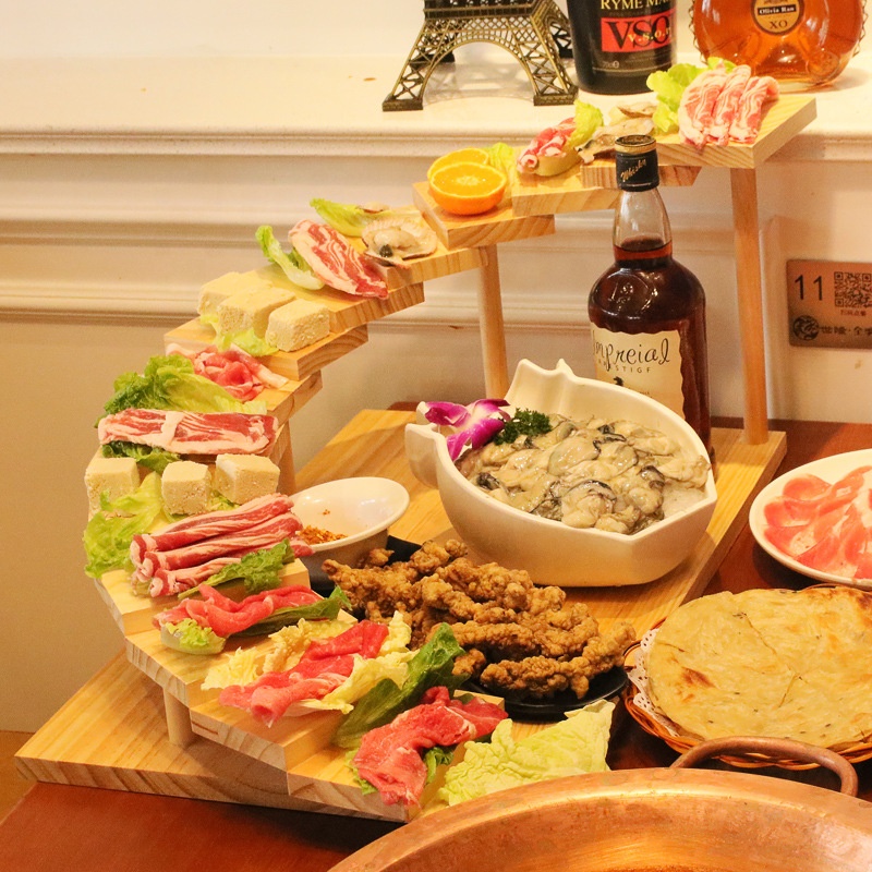 Ресторан Деревянный шаг за шагом Японский творческий Sashimi/тарелка для суши набор для барбекю для тушеного мяса с вращающийся стеллаж для выставки товаров
