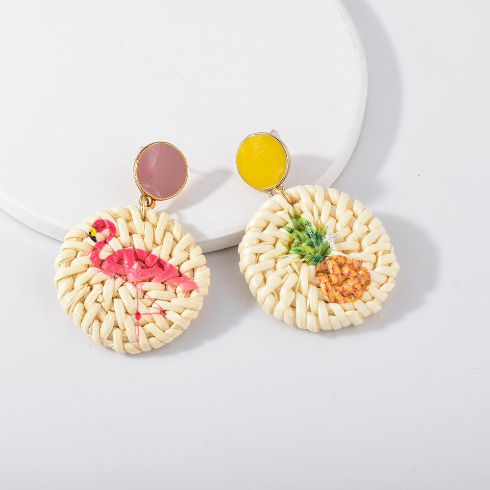 New Fashion Explosive rattan print circle earrings alloy drip earrings Jewelry for women