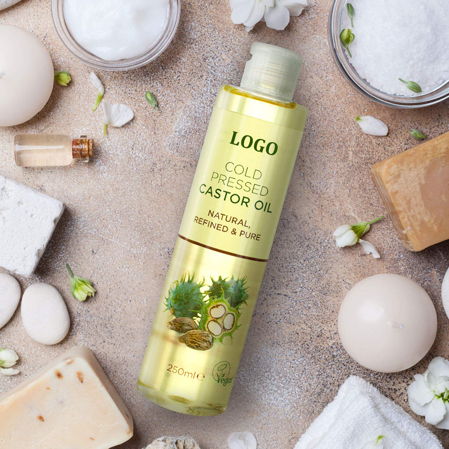 Private Label 100% натуральный органический холодного отжима касторовое масло для роста волос, ресниц, кожи и лица