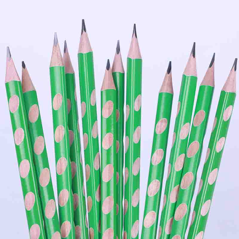 promotional wood trangle HB 2B pencil with hole and eraser stationery pencil set 12 pcs in paper box
