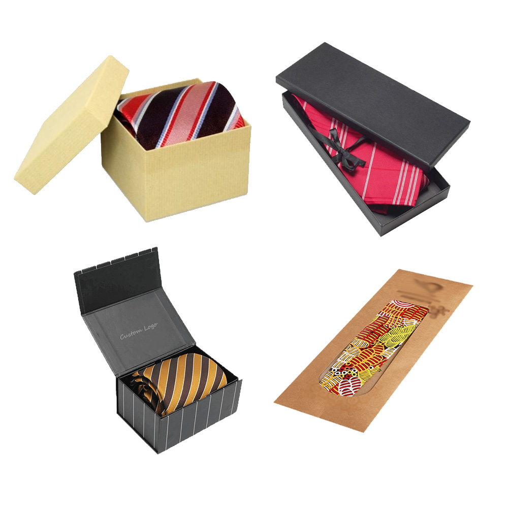 Custom Printed Rigid Cardboard boxes Kraft Paper Silk Tie Neck Tie Packaging Boxes
