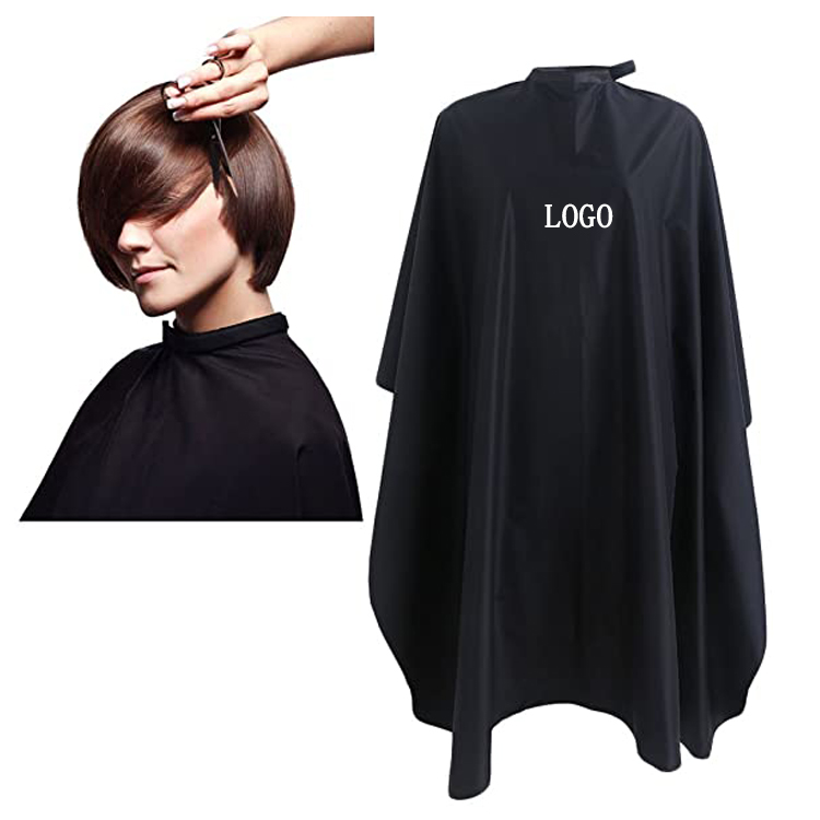black hair cutting polyester snap neck barber salon cape with logo