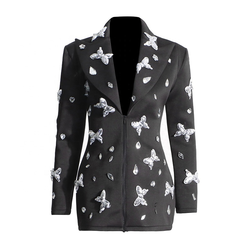 Newly Designed Slim Fit Suit Dress With Patchwork Sequin Sports JacketFashionable Women's Shorts