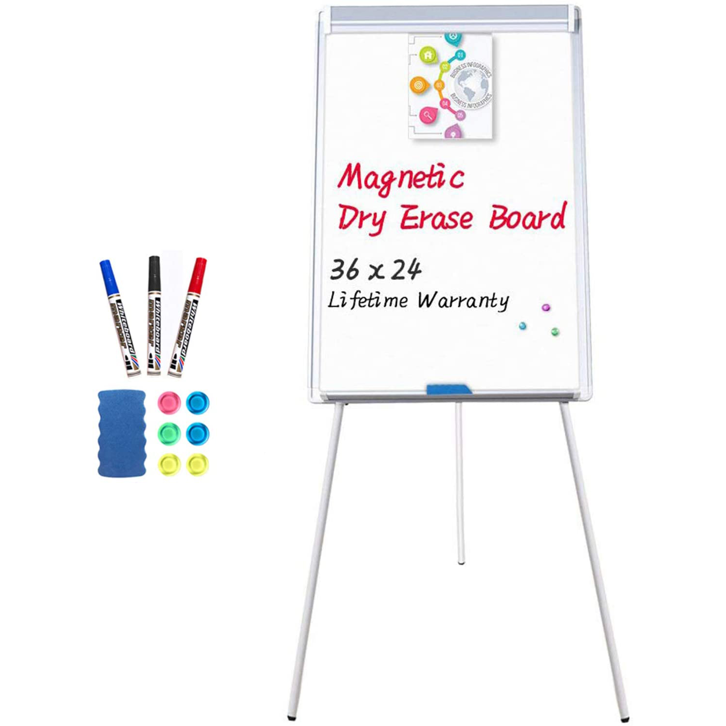Magnetic whiteboard stand with adjustable height, dry erase board, customized tripod office demonstration board