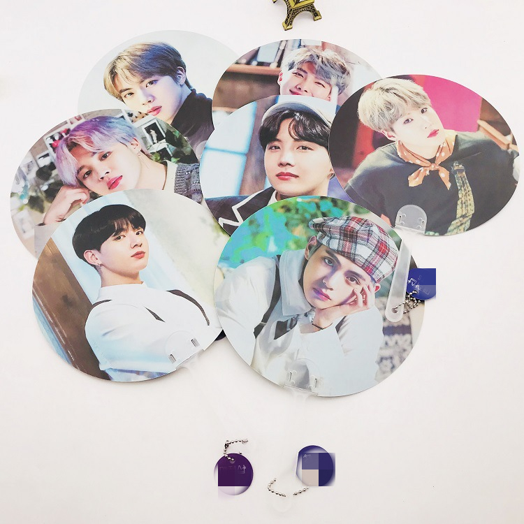 Bangtan пользовательские двухсторонние фото печатные ручные вентиляторы круглые вентиляторы
