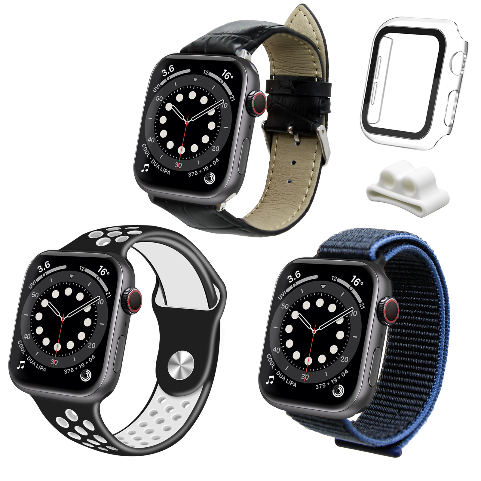Ремешок спортивный для Apple Watch Band 38/40/42/44 мм, силиконовый спортивный кожаный браслет, сменный Браслет, 3 упаковки
