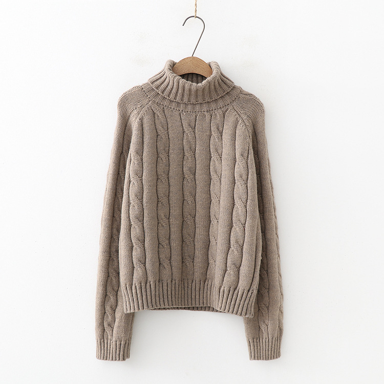 Annex New style 2021 ladies wool cable warm cashmere woman sweater cardigan turtle neck cotton knit woman sweater for women