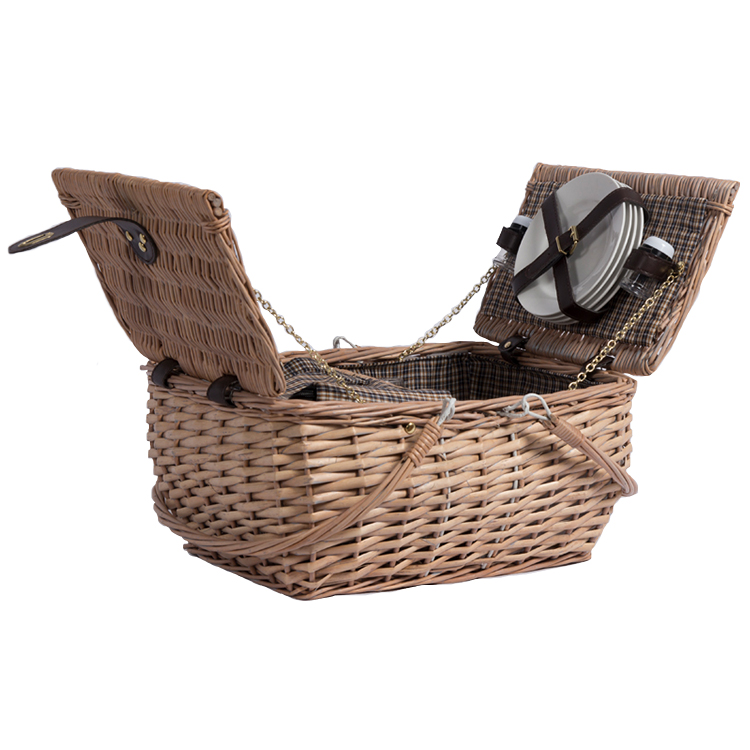 YRMT hot selling 4 person picnic basket food wicker picnic basket with lid