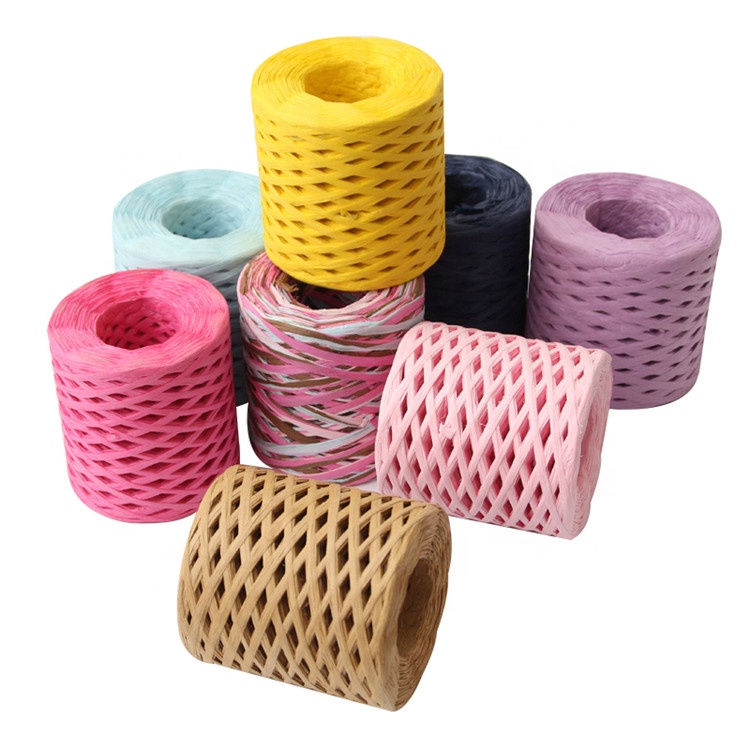 Colorful Paper Rope DIY Raffia Paper Kindergarten Preschool Education Hand-Knitted Hat Hook Hat Straw Rope Straw Knitting