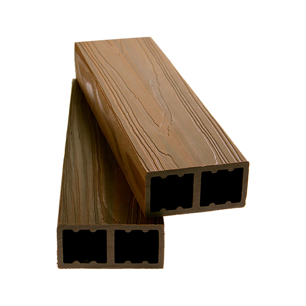 Capped 3D Wood Grain Pattern Outdoor Decorative WPC timber tubes