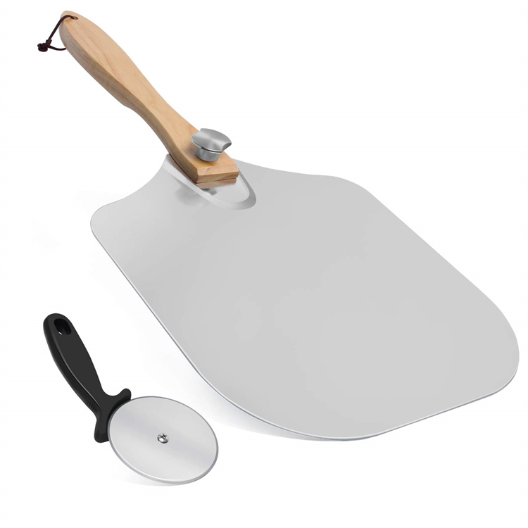 Yuming Factory Wholesale Foldable Wood Handle Pizza Pan Pizza Cutter Pizza Peel Aluminum