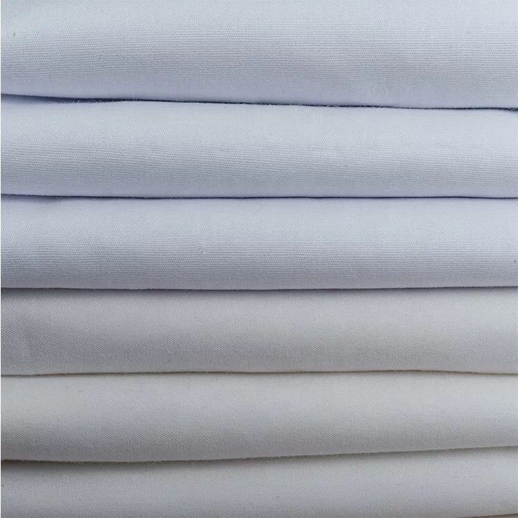 TC 65/35 58'' Plain 45s*45s 133*72 Polyester Cotton Poplin Bleached Fabric Shirt Pocket Cloth