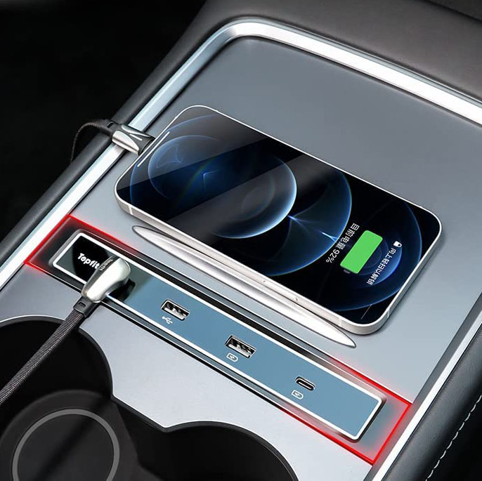 4 в 1 USB 3,0 C Hub 27 Вт Быстрая зарядка с ночной подсветкой док-станция для Tesla Model 3 Model Y 2021