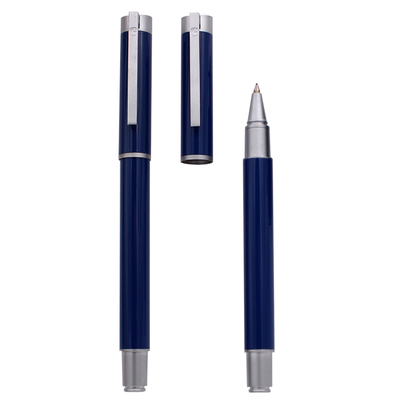 High end Classic Blue barrel metal personalized gel pen with gems metallic ink gel pen