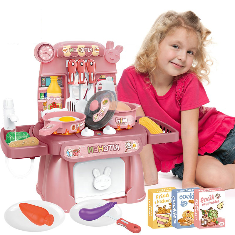 Amazon Hotsellers Children Happy Family House Mini Kitchen Pretend Toy Set Baby Kitchen Toys for Girls Kids