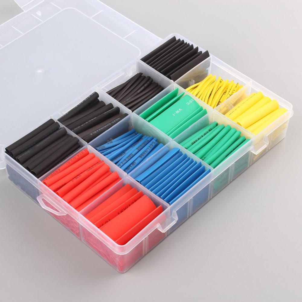 530pcs Heat Shrink Tubing Insulation Shrinkable Tubes Assortment Electronic Polyolefin Wire Cable Sleeve Kit Heat Shrink Tubes