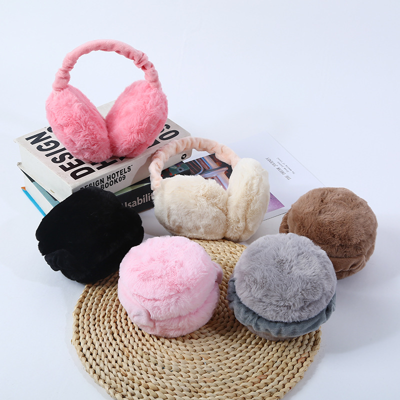 wholesale 2020 hot sale hamburger style winter girls warm ear muff foldable cute fur earmuffs