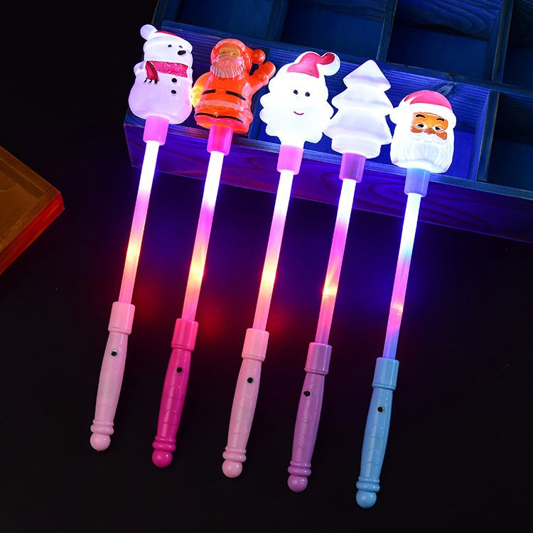 Hot Wholesale Christmas Led Flashing Stick Santa Snowman Luminous Glow Sticks Light-up Toy