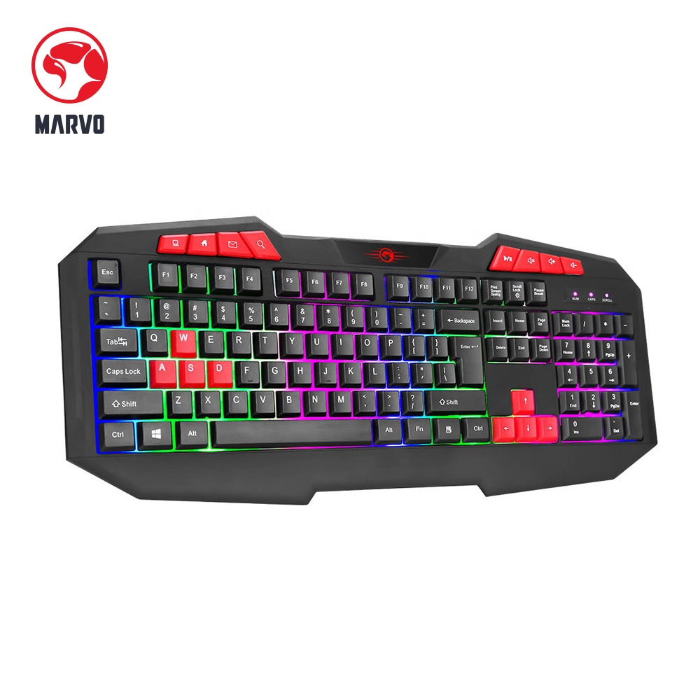 Игровая клавиатура Marvo с 26 клавишами, клавиатура для игр, 8 мультимедийных кнопок, клавиатура arcoiris с подсветкой, эргономичный дизайн