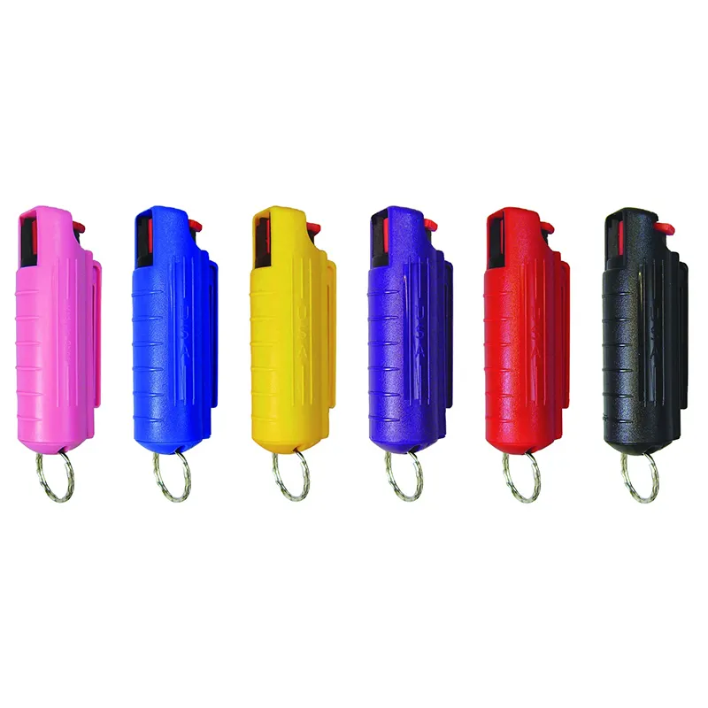 Wholesale safety personal mini self defense products keychain plastic shell pepper spray bottle for women